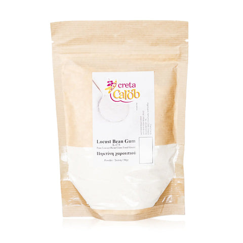 Creta Carob Johannisbrotkernmehl 150 g – fein gemahlenes Johannisbrotkernmehl aus Kreta, ideal als natürliches Bindemittel und für gesunde Backrezepte.