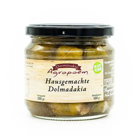 Dermitzakis hausgemachte Dolmadakia, 350 g – traditionell gefüllte Weinblätter mit würziger Reis-Kräuter-Füllung nach griechischem Rezept