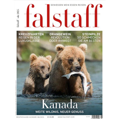 Falstaff Magazin Cover Oktober 2025 Kanada-Ausgabe – KRETA natürlich als Deli Genusspartner des renommierten Wein- und Gourmetmagazins