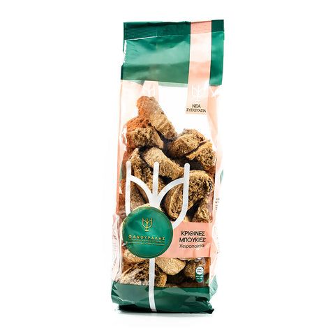 Fanourakis Bakery Gersten Paximadi 400 g – traditioneller kretischer Zwieback aus Vollkorngerstenmehl, zweifach gebacken für extra Knusprigkeit, ideal als Snack oder zu Salaten und Dips.