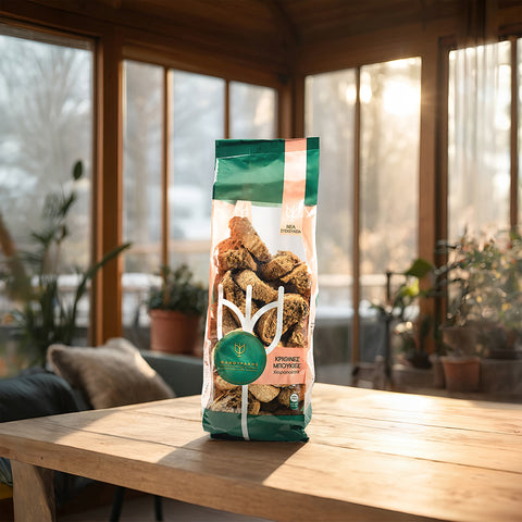 Fanourakis Bakery Gersten Paximadi 400 g – traditioneller kretischer Zwieback aus Vollkorngerstenmehl, zweifach gebacken für extra Knusprigkeit, ideal als Snack oder zu Salaten und Dips.