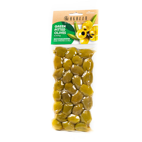 Iliostasio Grüne Chalkidiki Oliven ohne Kern 200 g – frische, kernfreie mediterrane Oliven mit intensivem Geschmack, perfekt als Snack oder für Salate.