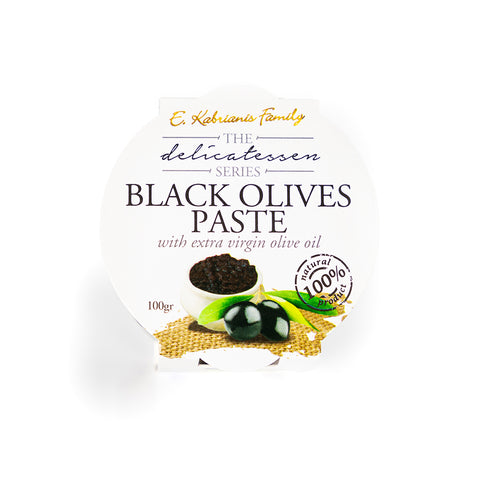 „Kabrianis Family schwarze Olivenpaste, 100 g – intensiv-aromatischer Aufstrich aus vollreifen schwarzen Oliven für mediterrane Geschmackserlebnisse