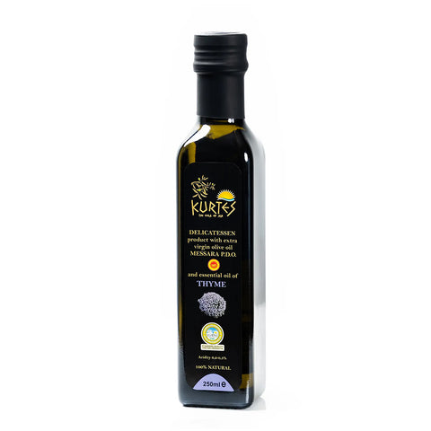 Kurtes Aromaöl Thymian, 250 ml – intensiv-würziges Thymianöl aus besten Zutaten zur Veredelung mediterraner Speisen und Salate