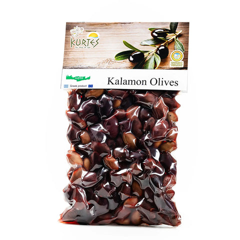 Kurtes Schwarze Oliven Kalamon 250 g – hochwertige Kalamon-Oliven mit intensivem, aromatischem Geschmack, perfekt für mediterrane Gerichte und Snacks.