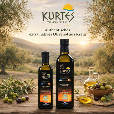 Kurtes extra natives Olivenöl aus Kreta - Glasflasche