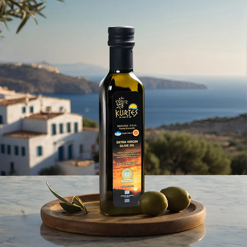 Kurtes extra natives Olivenöl aus Kreta in 250 ml Glasflasche – kaltgepresst, naturrein und gereift für mediterranen Genuss