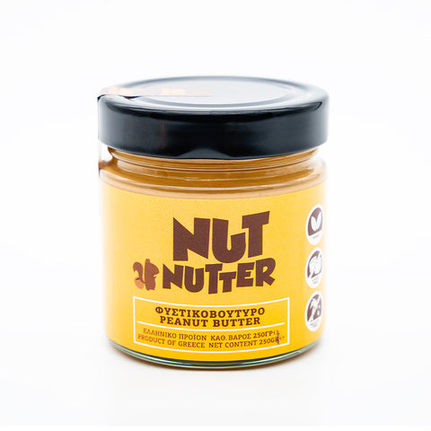 Erdnussbutter von Nutnutter mit 99,9 % Erdnuss. Ohne Zusätze und ohne Palmfett. 