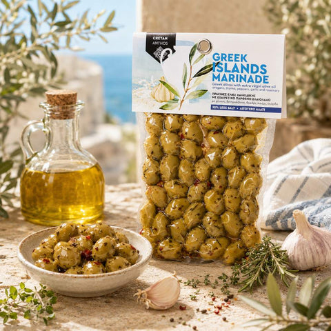 Mood grüne Oliven mit greek Island Marinade