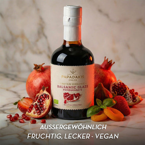 BIO Balsamico Essig Creme Granatapfel von Papadakis, intensive Granatapfelnote, ideal für Salate und kalte Gerichte